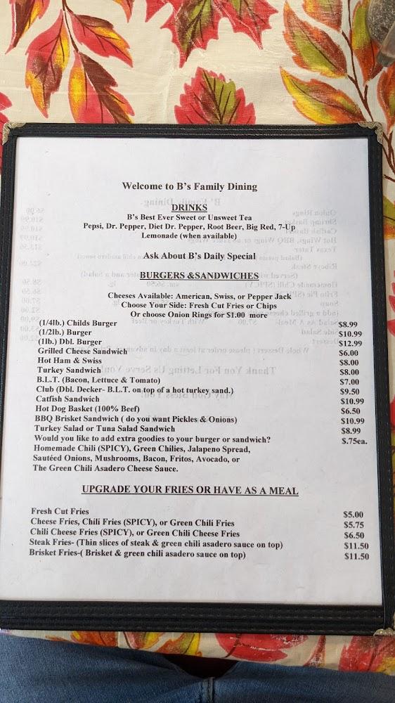 B's Family Dining Menu image 4